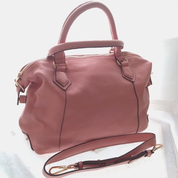 Ora Delphine Handbags - Ora Delphine Peach/Rose Leather Satchel NWOT